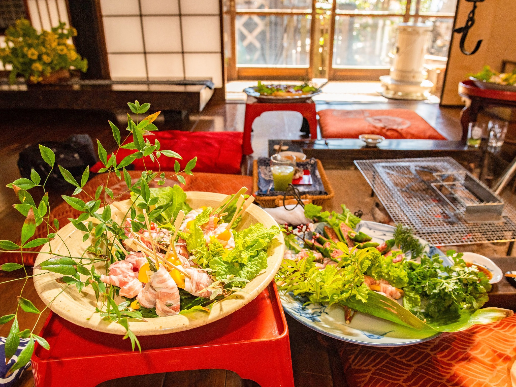 ・【囲炉裏BBQ】お野菜とお肉どちらもお楽しみいただけます