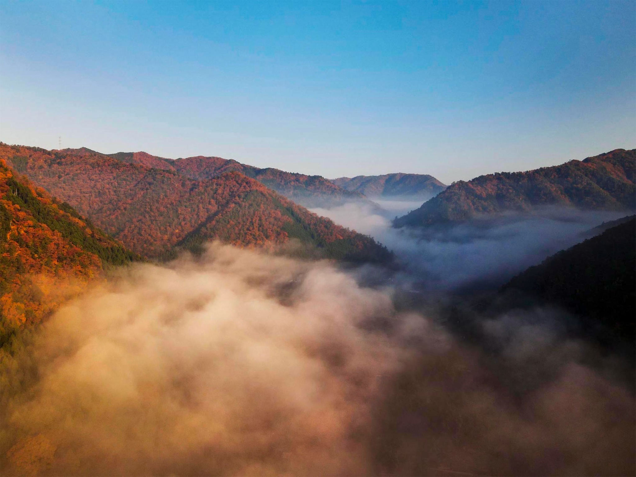 ・京都美山の美しい山々 幻想的な自然の風景です