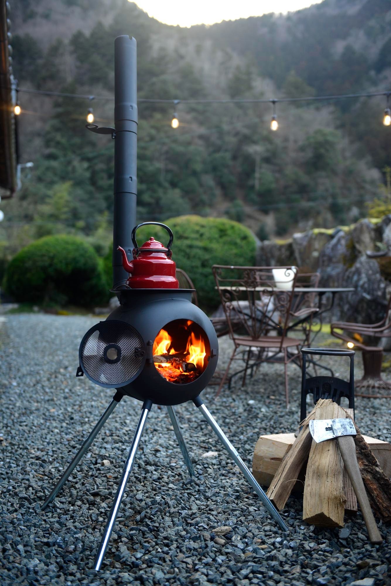 焚火薪ストーブでコーヒーを入れる