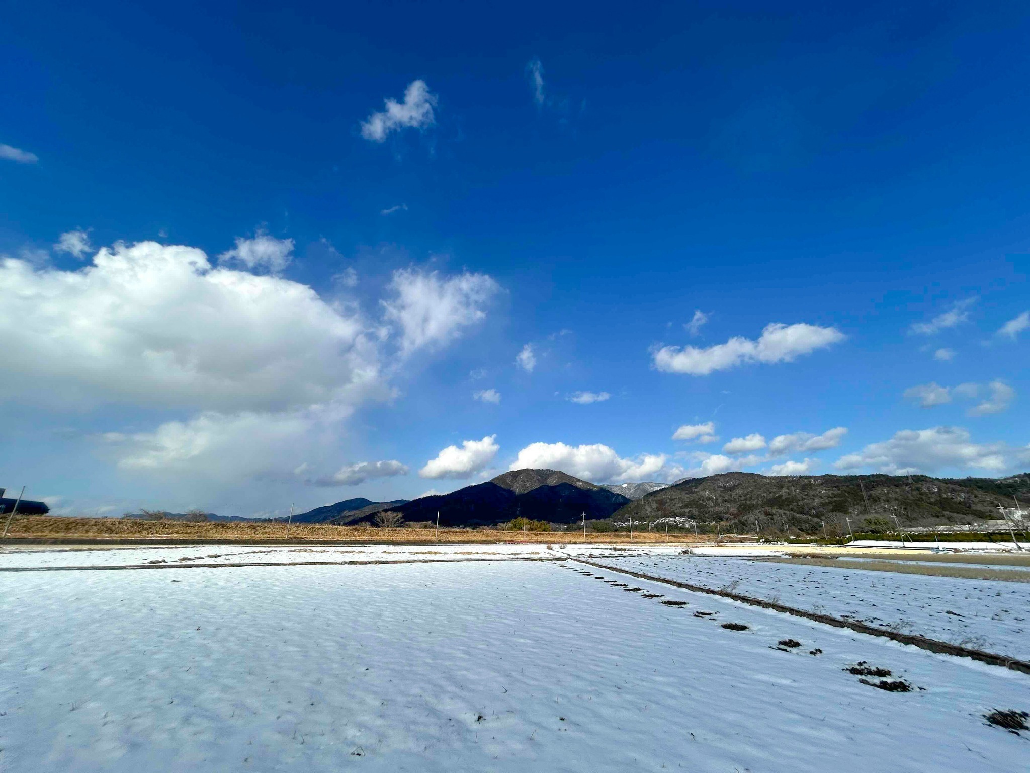・【景色・冬】周辺に広がる田んぼの雪景色は風情が感じられます
