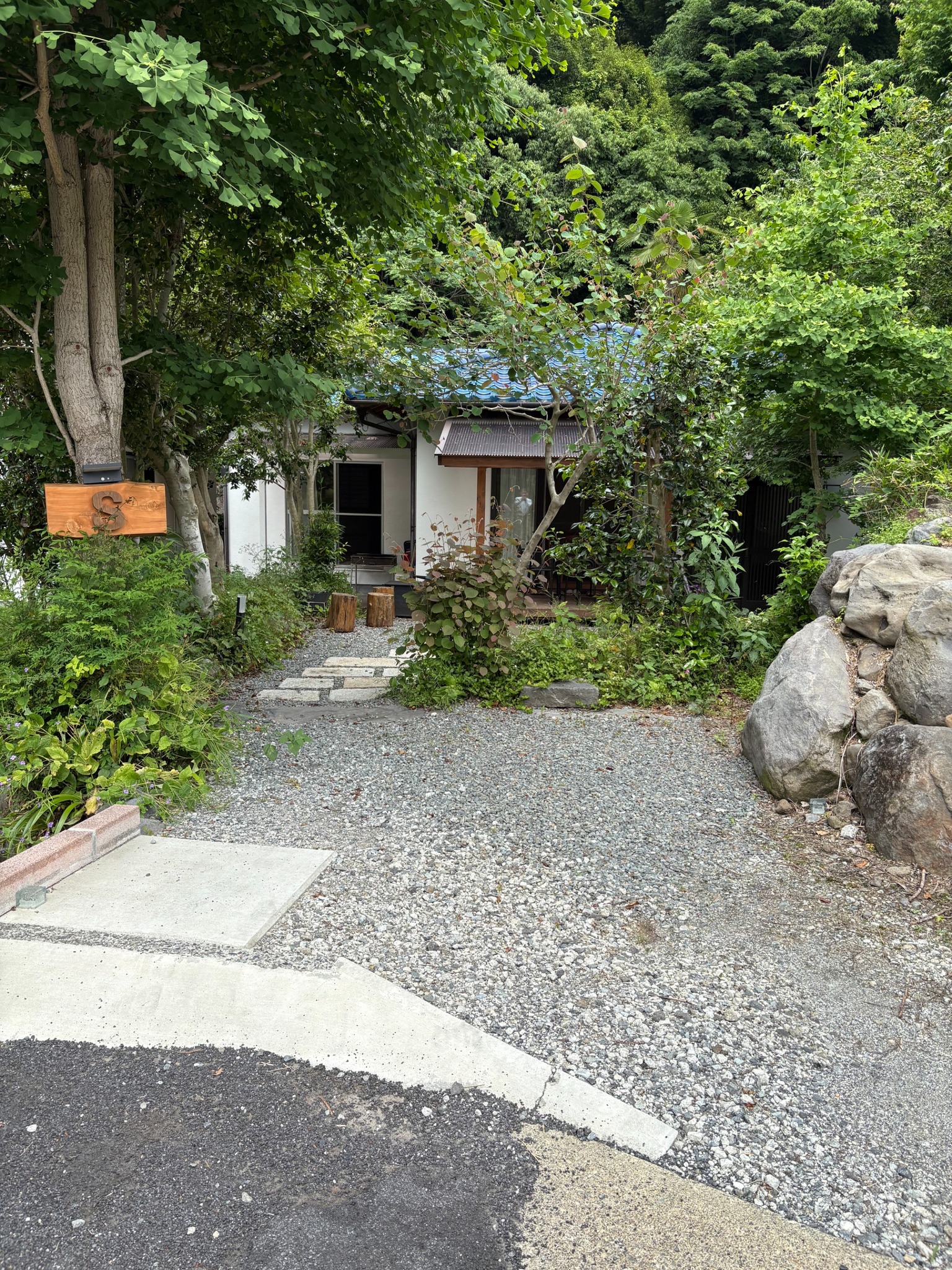 お部屋の前に駐車スペースがあります。小型車は駐車可能です。