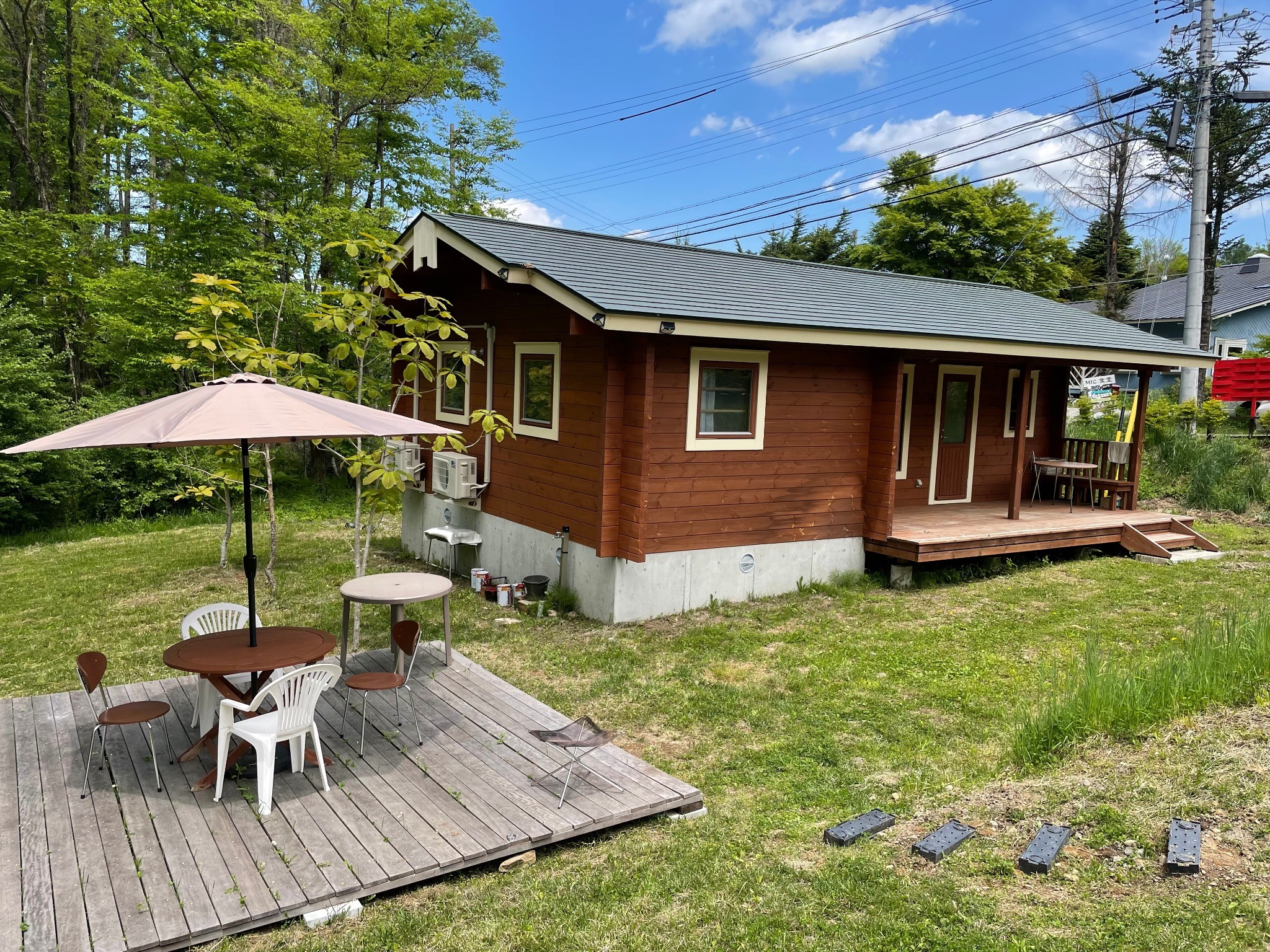 自然を満喫できる、ウッドデッキ