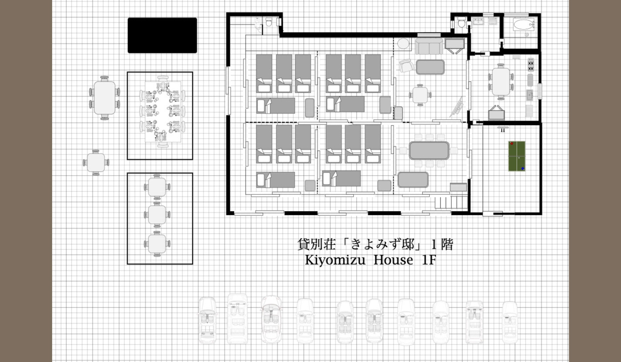 1階168m2&庭500m2貸切利用