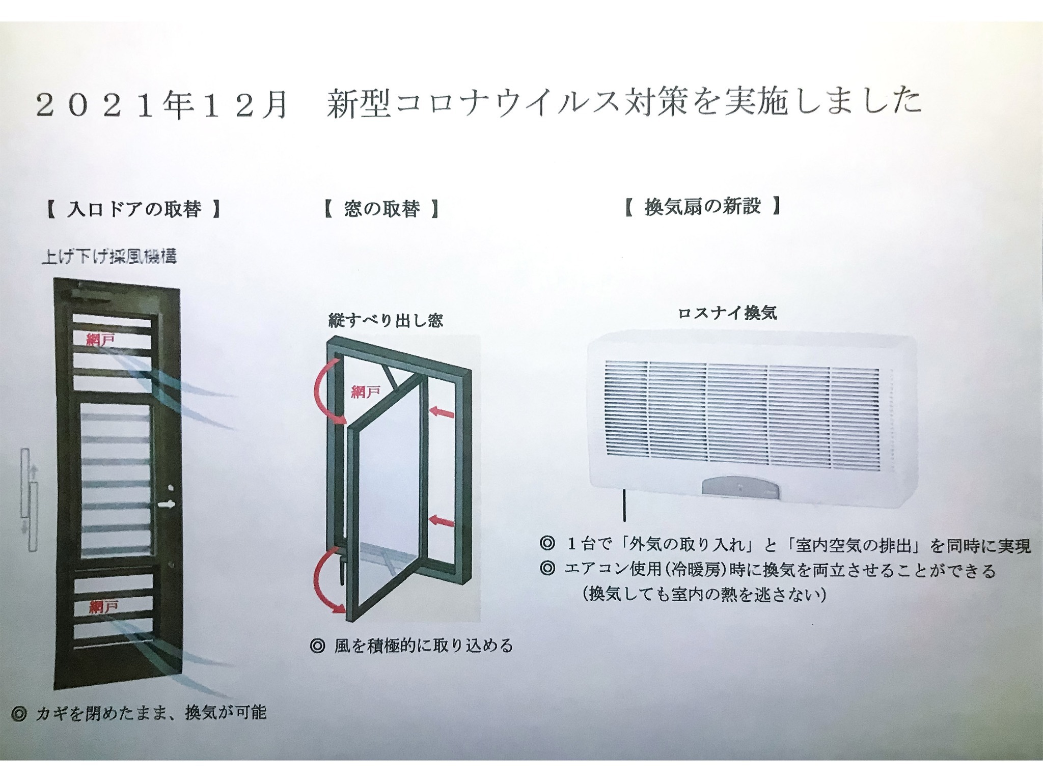 ・【新型コロナウイルス対策】充分に換気が行えるよう改装しました
