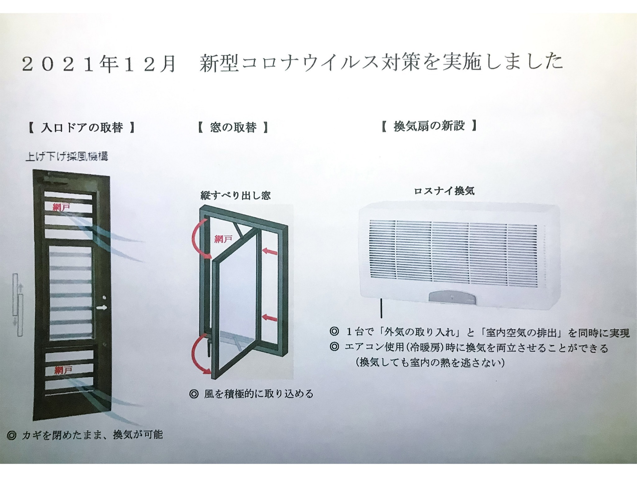 ・【新型コロナウイルス対策】充分に換気が行えるよう改装しました
