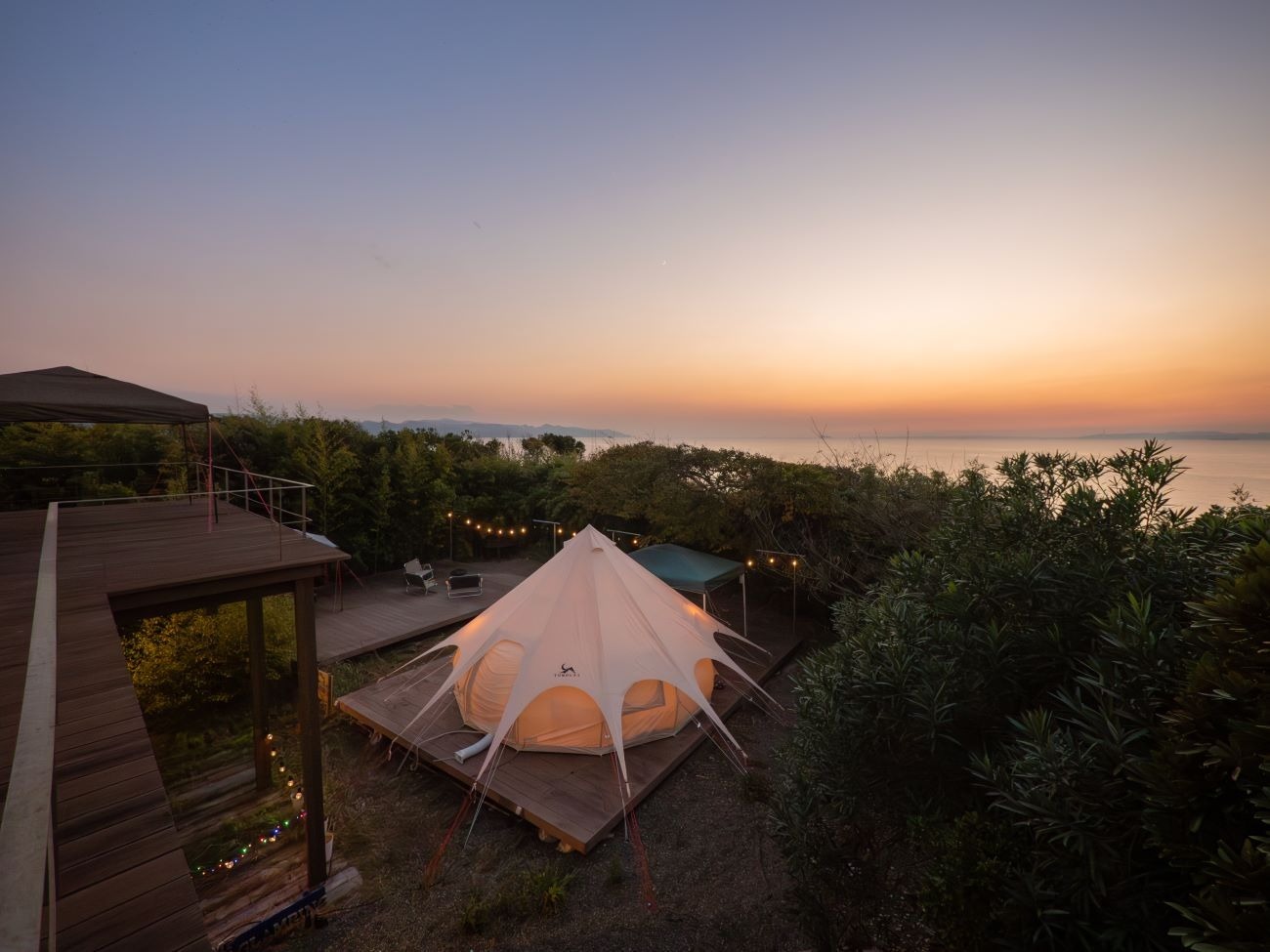 グランピング 夕刻の風景