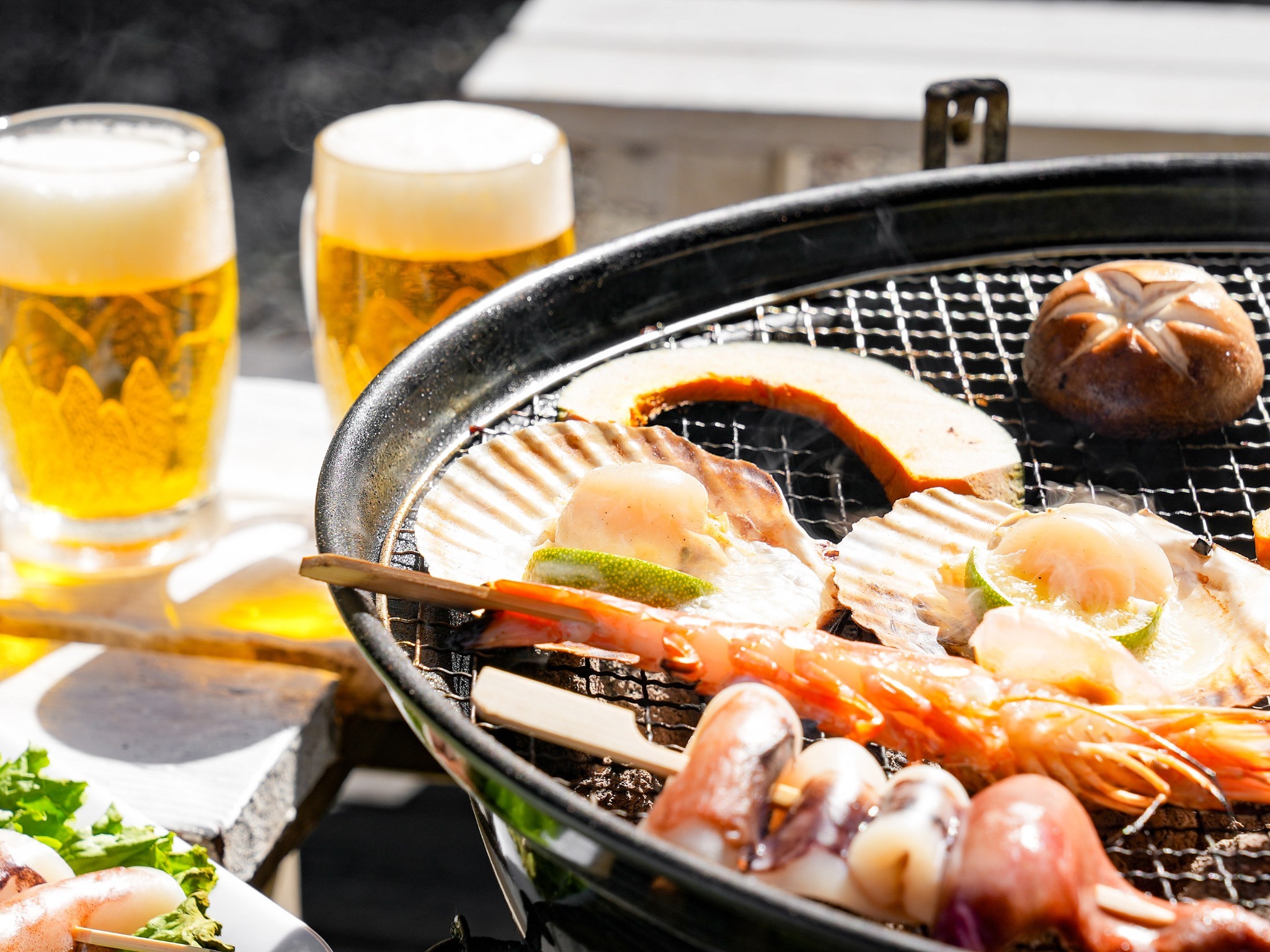 ・【BBQ(一例)】公式サイトでの予約限定でBBQ食材、道具一式レンタルセットをご用意しております