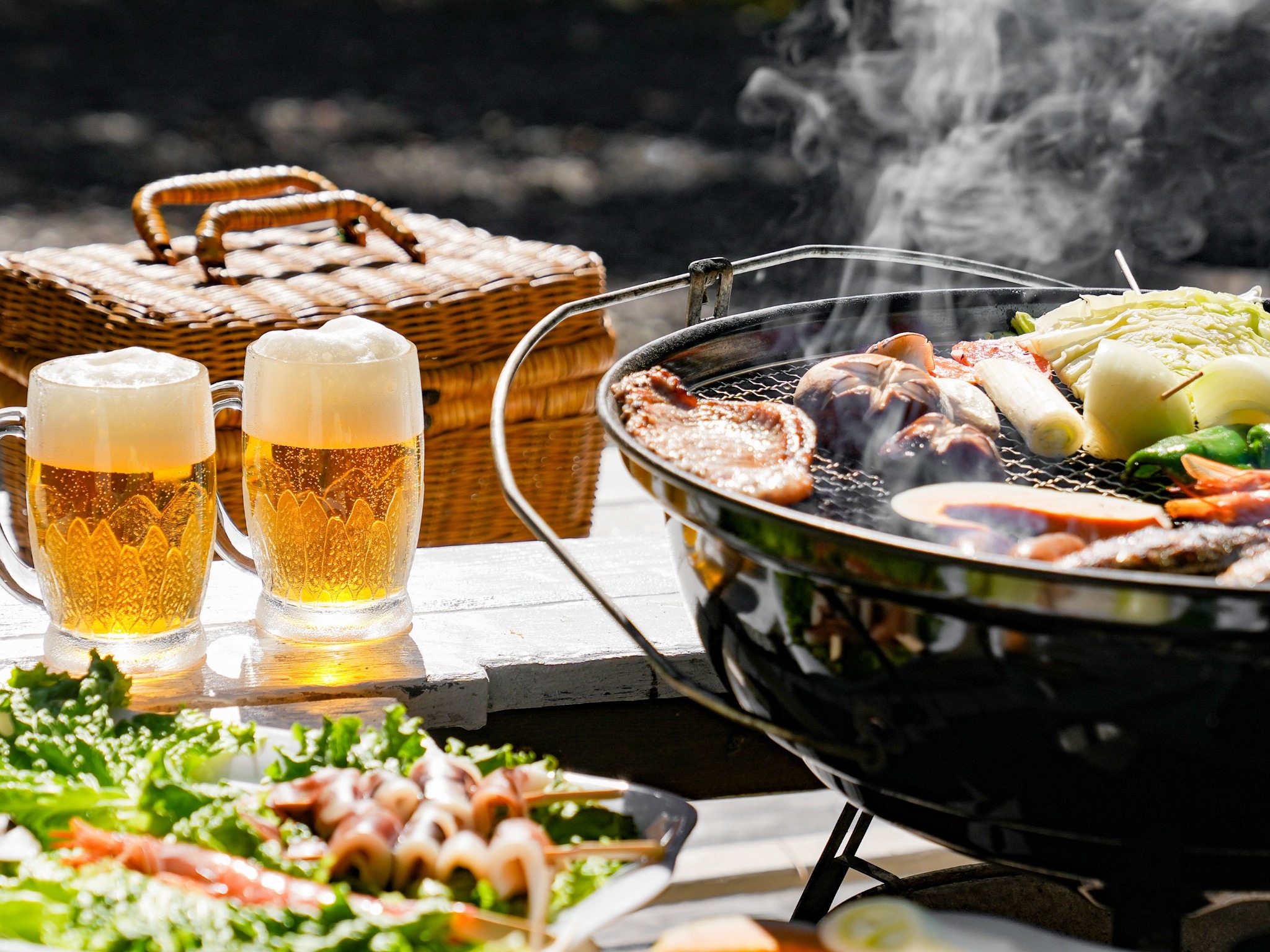 ・【BBQ(一例)】大人も子どもも楽しめること間違いなし。非日常体験をお楽しみください