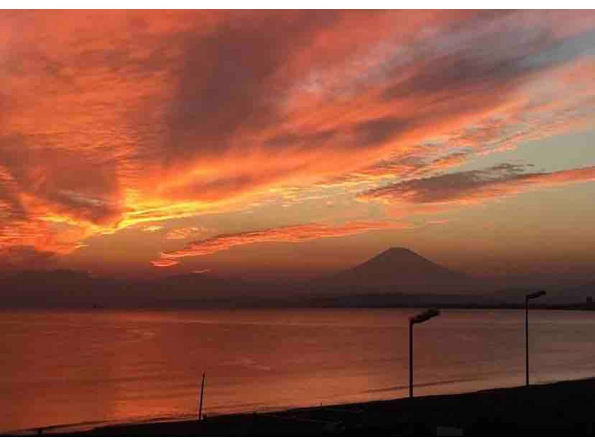夕陽と富士山