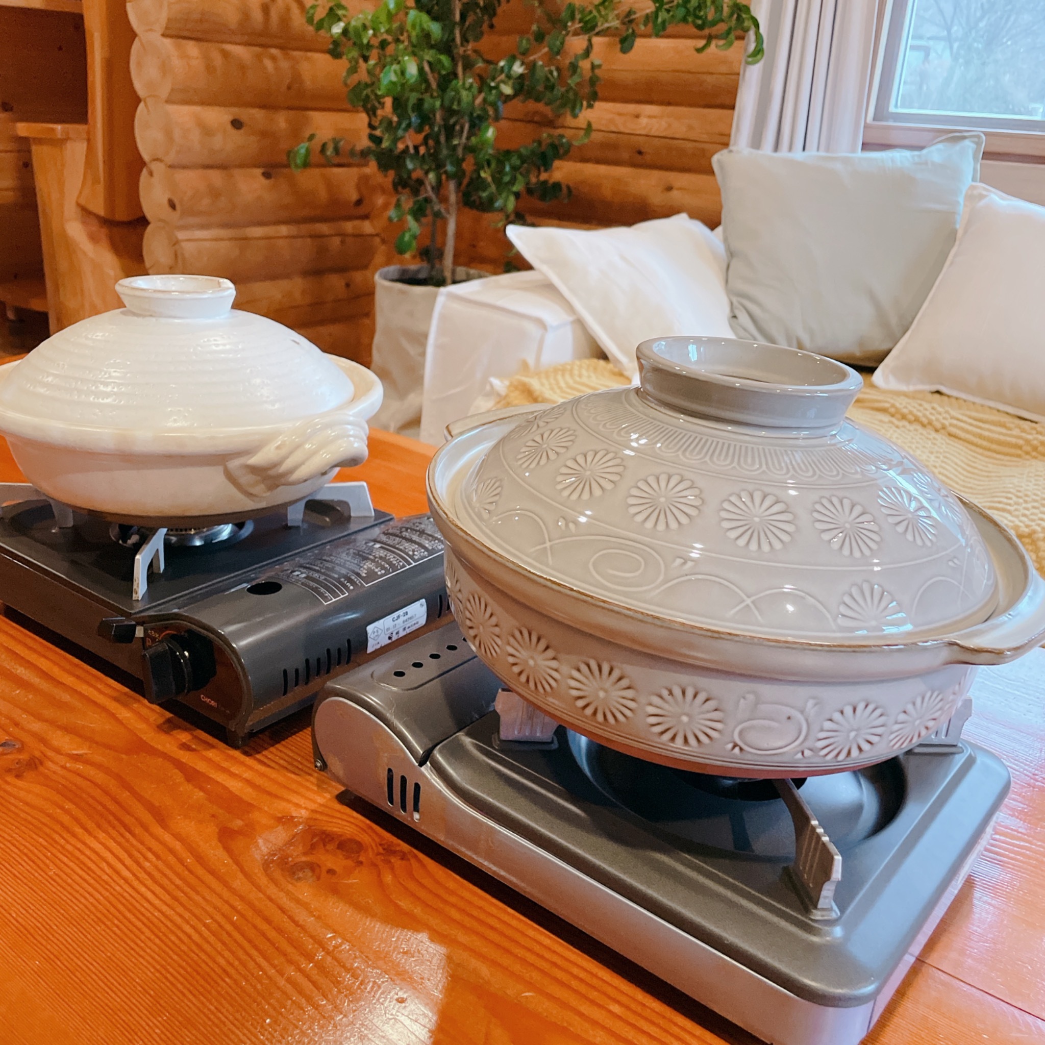 冬はみんなでお鍋を囲みましょう。現在カセットコンロは一台となっております。※カセットボンベはご持参下さい。