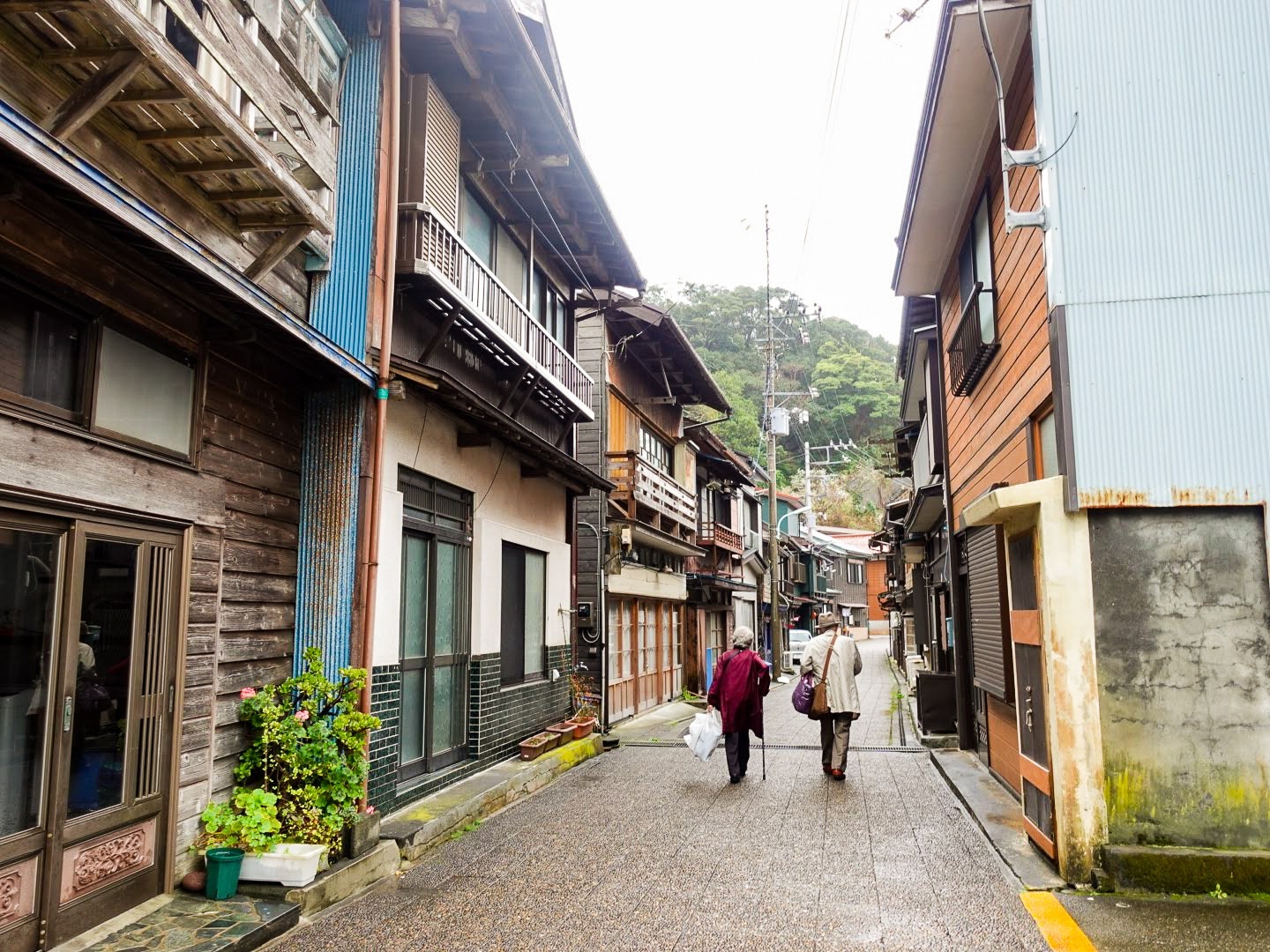 昔ながらの和室のお部屋。外の景色は波浮の街並みが楽しめます。