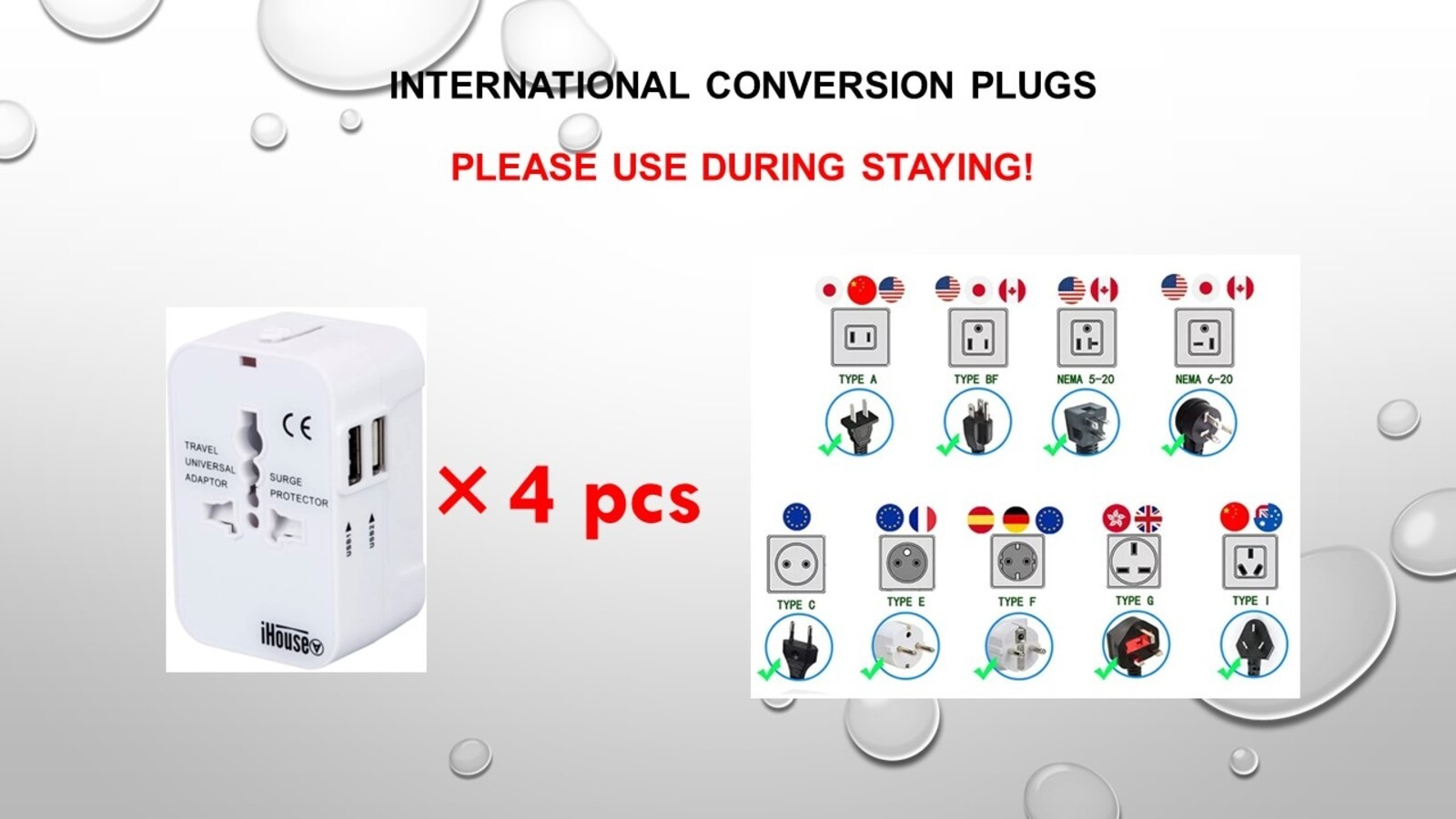 Provide 4 converstion plugs