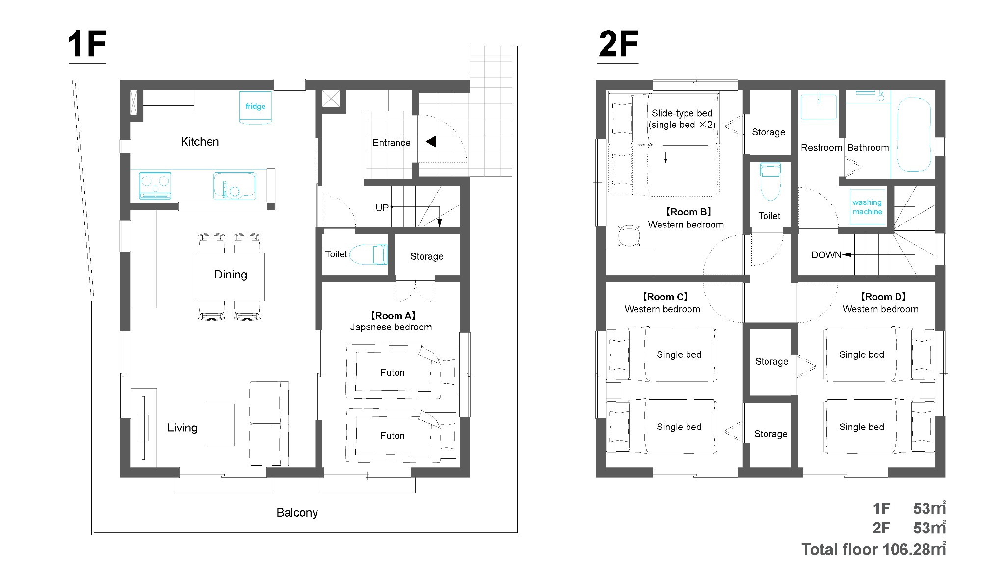 4LDK温かみある戸建貸切/100m2以上/最大8名/駐車場1台/WiFi完備