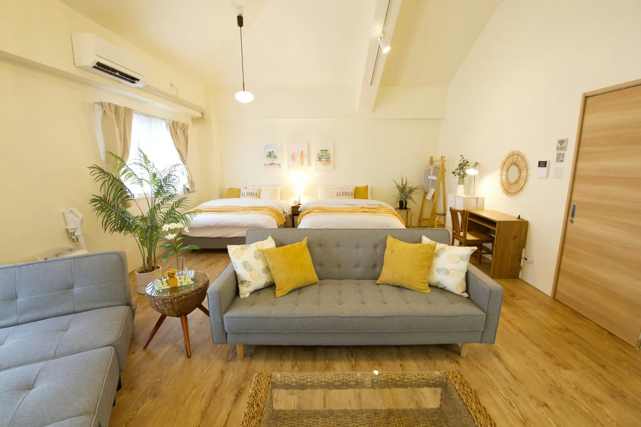 ビーチまで徒歩5分*空港から23分*1K*最大6名様*無料駐車場*FREE Wi-Fi*ZA107