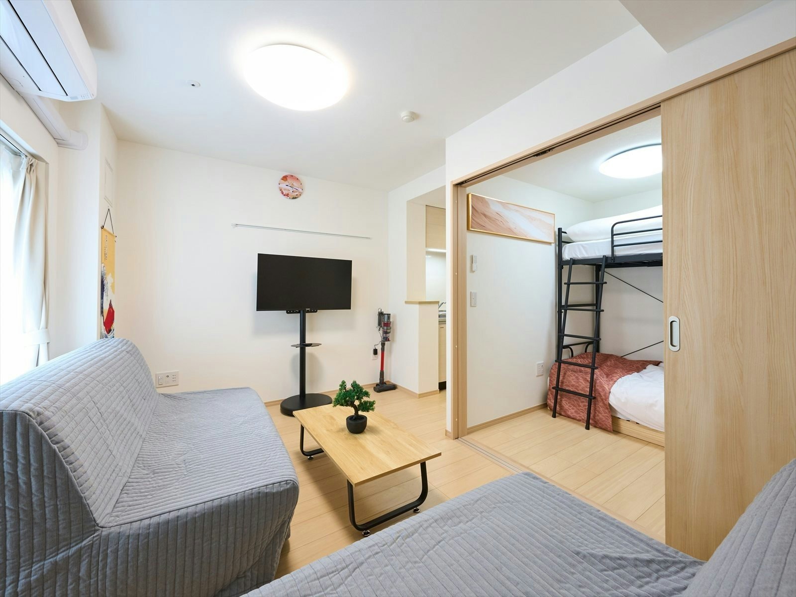 羽田空港1駅3分|1BR・キッチン・洗濯乾燥機|2段ベッド+ソファベッド2台|最大6名
