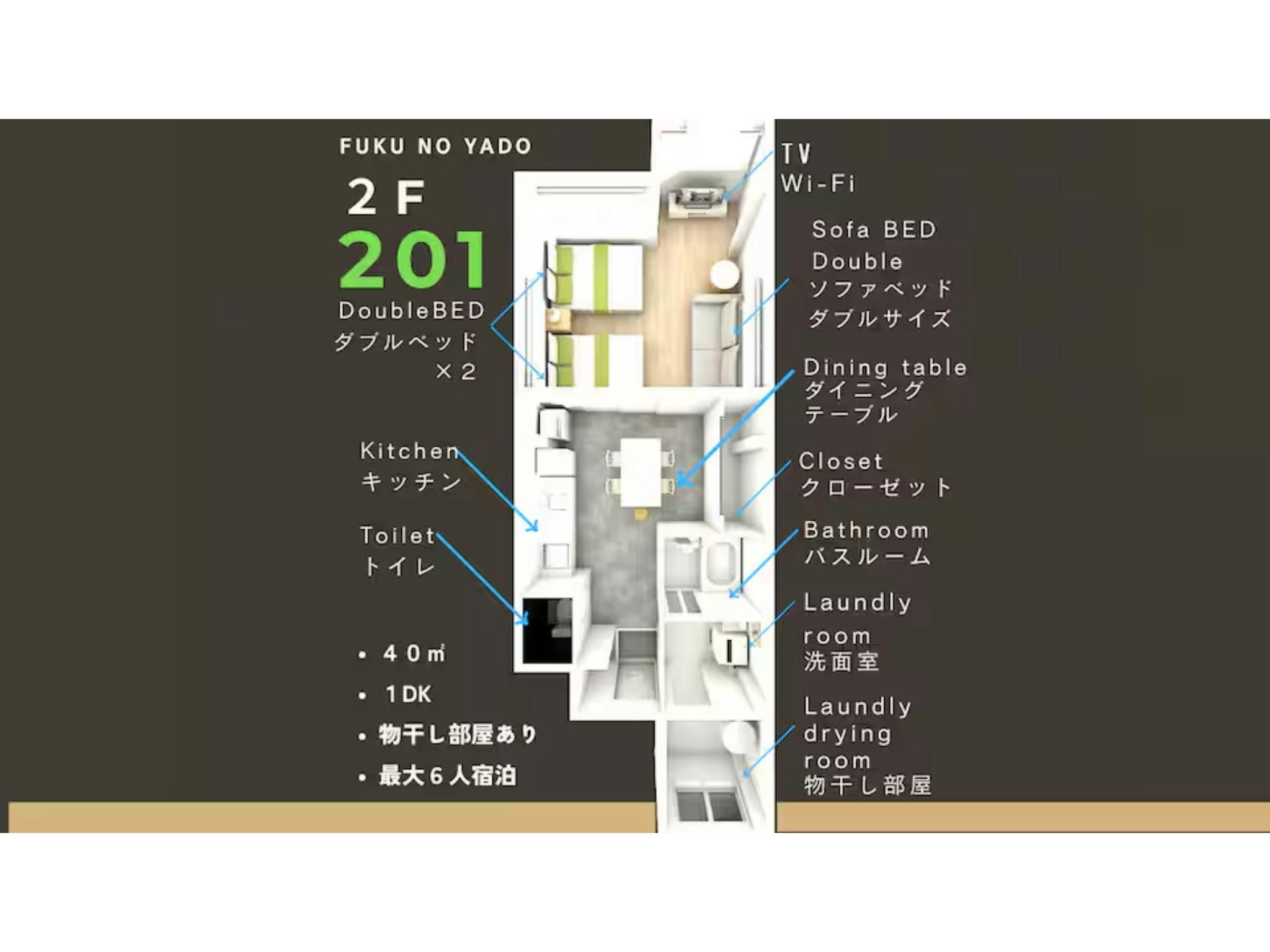 【201】広い部屋で家族旅行やグループ旅行に最適!関西観光地へのアクセスも抜群