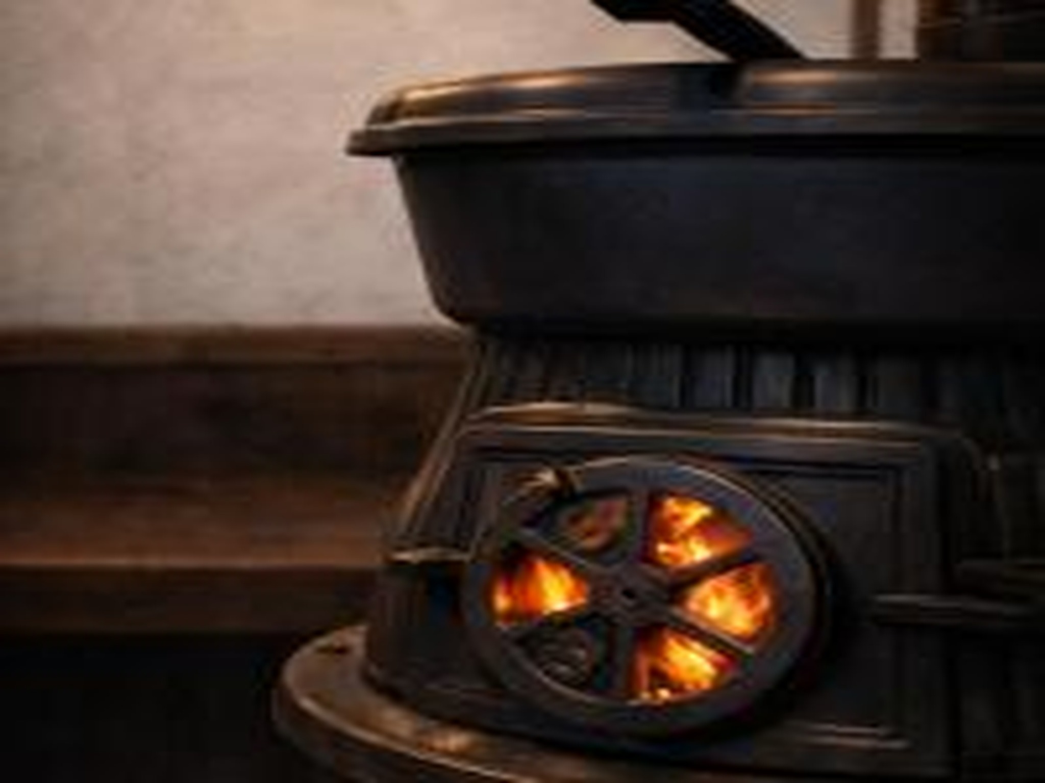 囲炉裏部屋に薪ストーブ